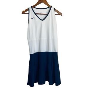 Nike Fit Dry Racer Back Power Sports Dress White Navy Size L